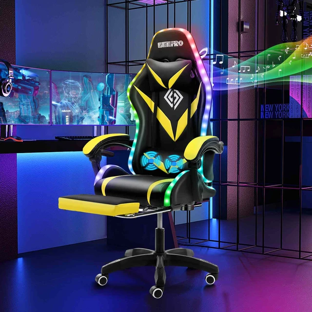 PC Gaming Chair Ergonomic Swivel Massage Recliner PU Computer