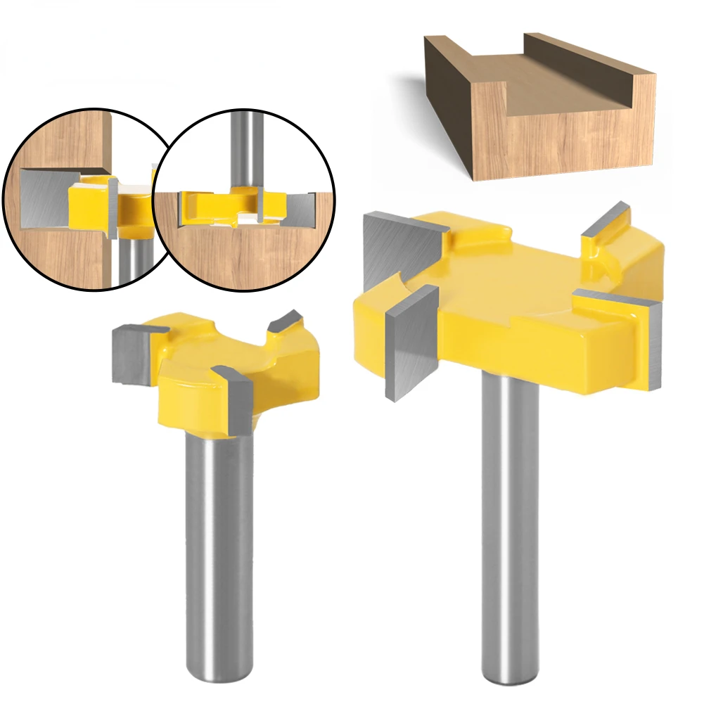 

6mm 6.35mm 8mm Shank 4 Edge T Type Slotting Cutter Woodworking Tool Router Bits For Wood Industrial Grade Milling Cutter
