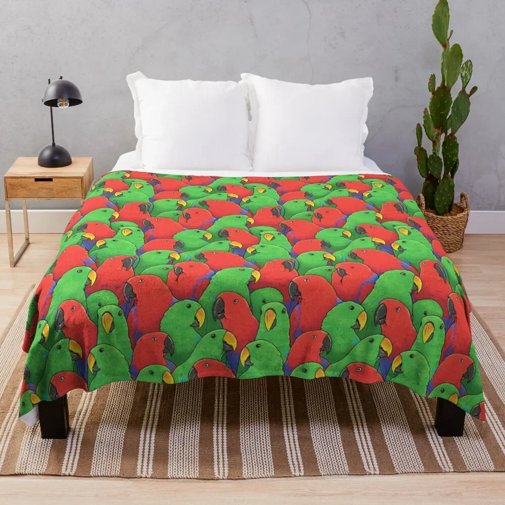 

Male and Female Eclectus Parrots Throw Blanket Luxury Throw Blanket bed plaid wednesday