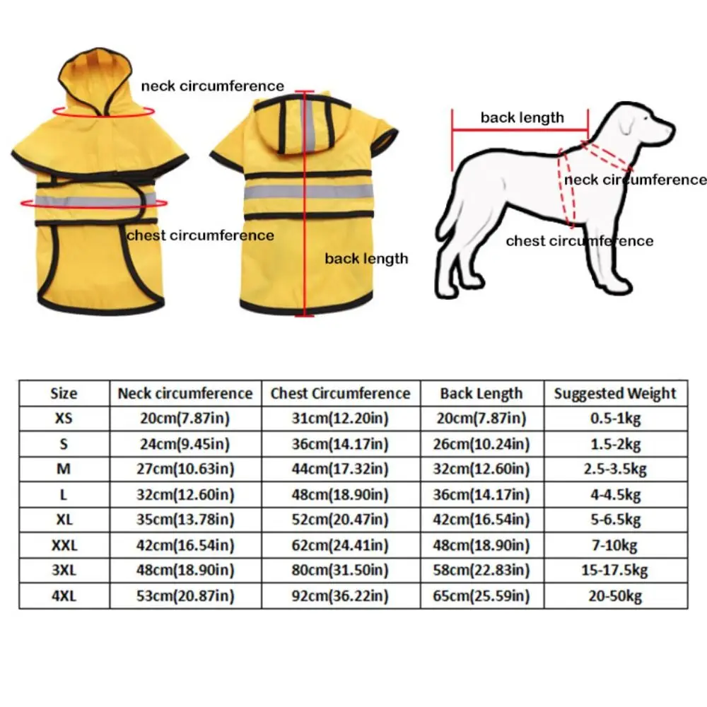 실용적인 스트립 반사 기능이 있는 강아지 레인코트 후드형 방풍 강아지 레인 재킷 가벼운 방수 강아지 코트 여행용
