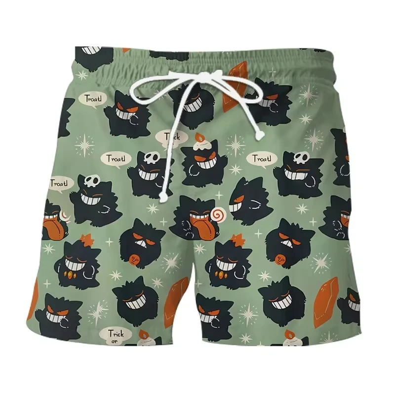 MINISO Pokemon Pikachu Men's Short-sleeved Shirt Beach Shorts Set Men's Summer Street Fashion Men's Casual Hawaii Shirt Suit 6