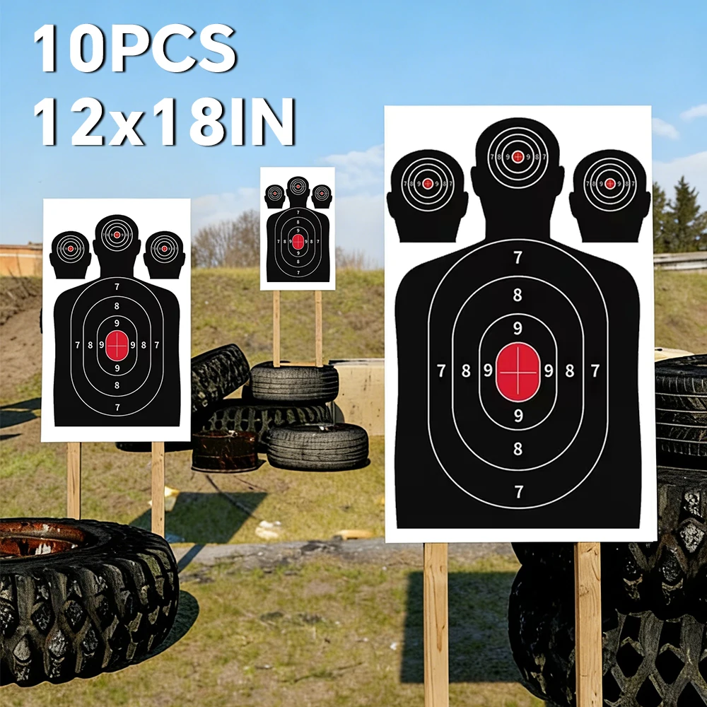 10 cibles papier silhouette 30x45cm pour stand tir pêche arc pistolet fusil - Accessoire polyvalent