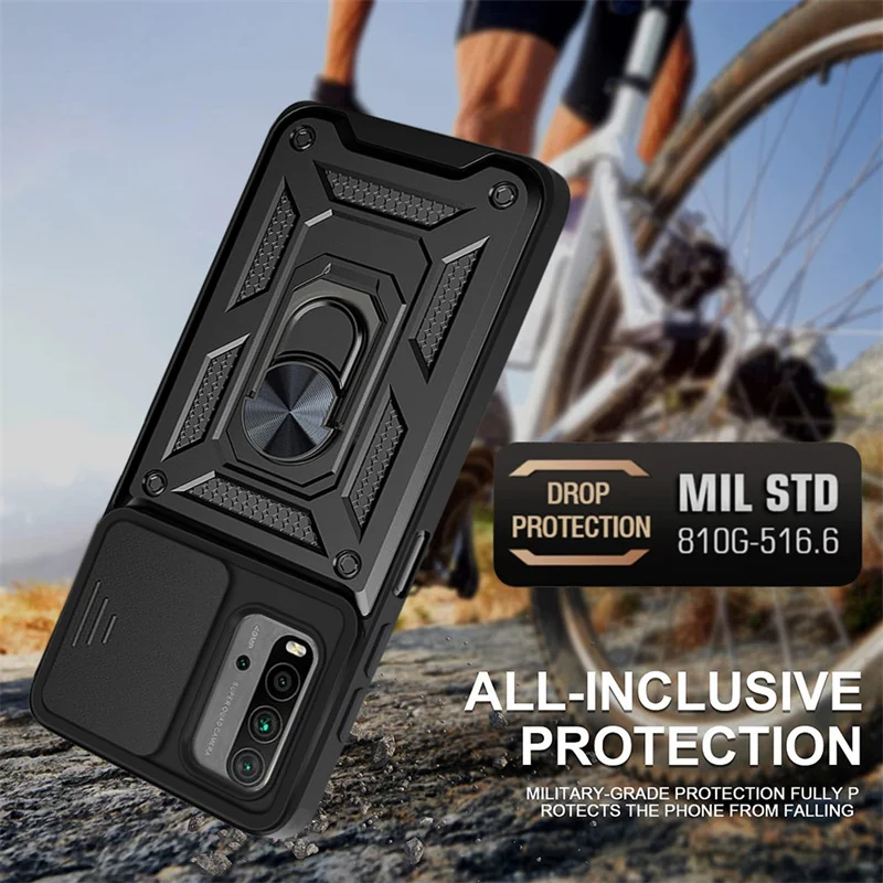 Durable Camera Lens Protective Armor Shockproof Phone Case with Ring Holder