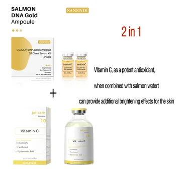 2 in 1 Salmon DNA &Jet Care VC serum firming deep skin care moisturizing whitening ampoule facial anti-aging Whitening Set 1