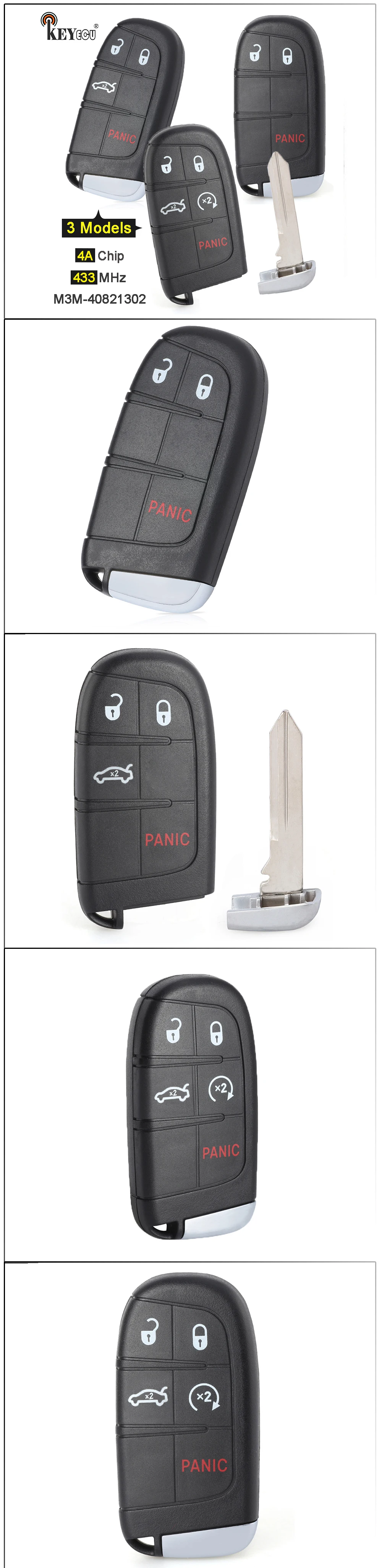 Portachiavi a distanza astuto di Keyforkess 433MHz 4A Chip M3M-40821302 per Chrysler 200 2015-2017 300 Dodge Charger Challenger 2019-2021 - Sb857e197103842af89f7ed5178384c6dy