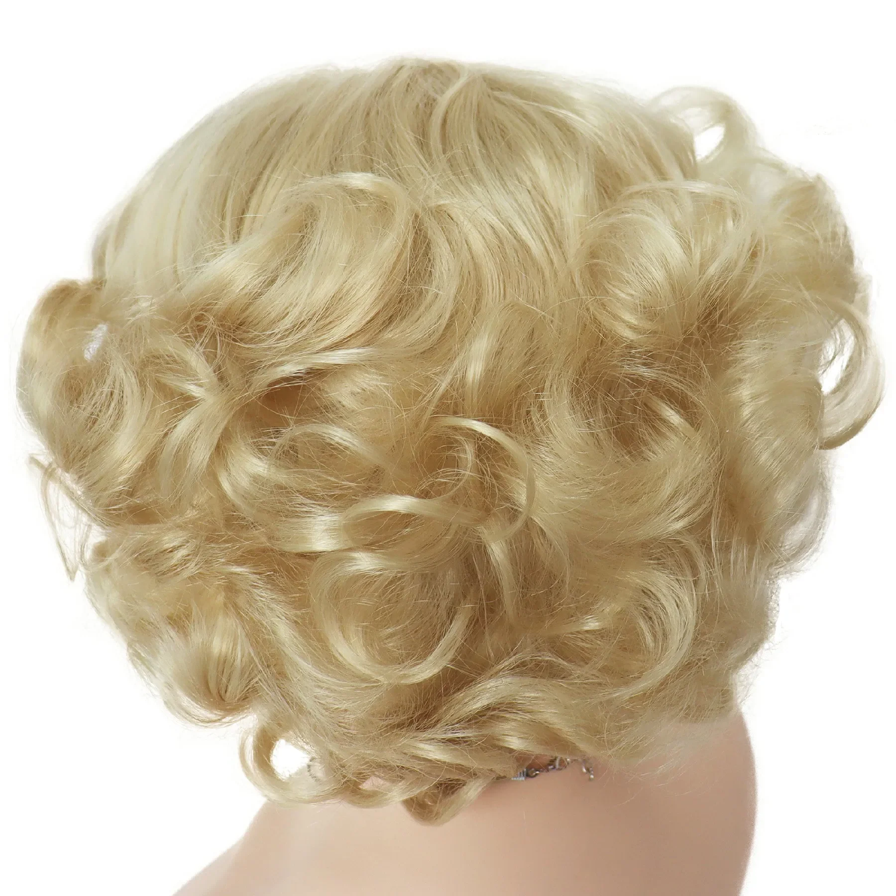 GNIMEGIL parrucca Cosplay sintetica capelli corti ricci parrucche bionde platino per donne bianche riccioli soffici Flip 60s Gatsby parrucche acconciatura