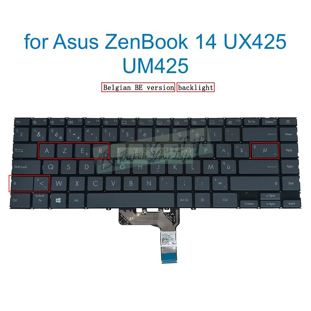 Teclado de Retroiluminação Italiano Francês Árabe Teclado de ti Bel Azerty Asus Zenbook Um425 Ux425 Ux425uaz Ux425u Ux425ua Um425u U4700 pc - Imagem 6