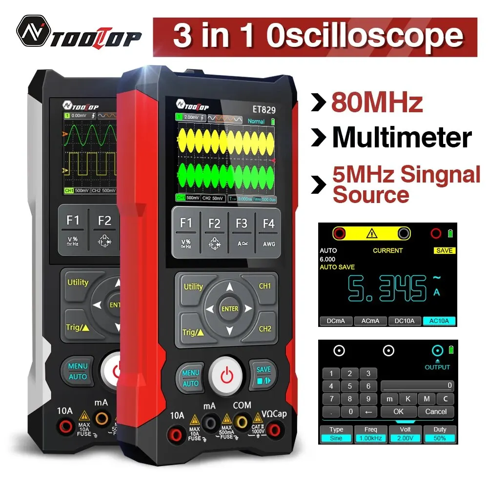 Oscilloscopio Digitale Portatile A 2 Canali Da 50 MHz, Angolo Di Visione Completo Da 398 Pollici Touch Screen Generatore Di Segnale Ricaricabile Oscilloscopio Portatile Per Elettronica Automobilis 87067850