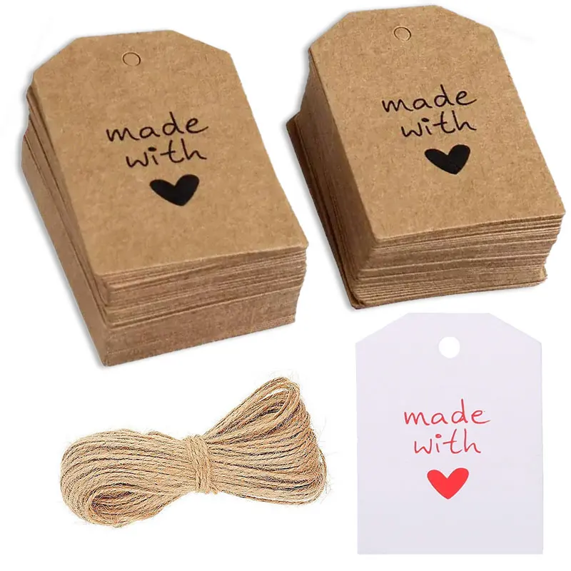 50pcs/lot 4.2*5.5cm Made with Love Kraft Paper Tags for Handmade Wedding Party Favors Gift Label with 10 meters Jute String electronic ignition liquefied gas welding torch kit with 2 5 meters hose cooking brazing heating lighting tool