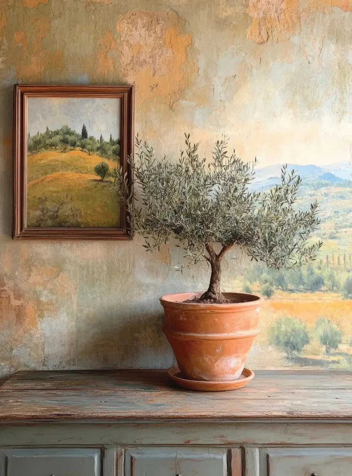 Italian Olive Tree Canvas Art - Minimalist Scandinavian Wall Decor