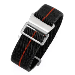 Versatile Parachute Elastic Nylon Watch Strap - Outdoor Sport & Military Style Accessory - 22mm (Black Red)