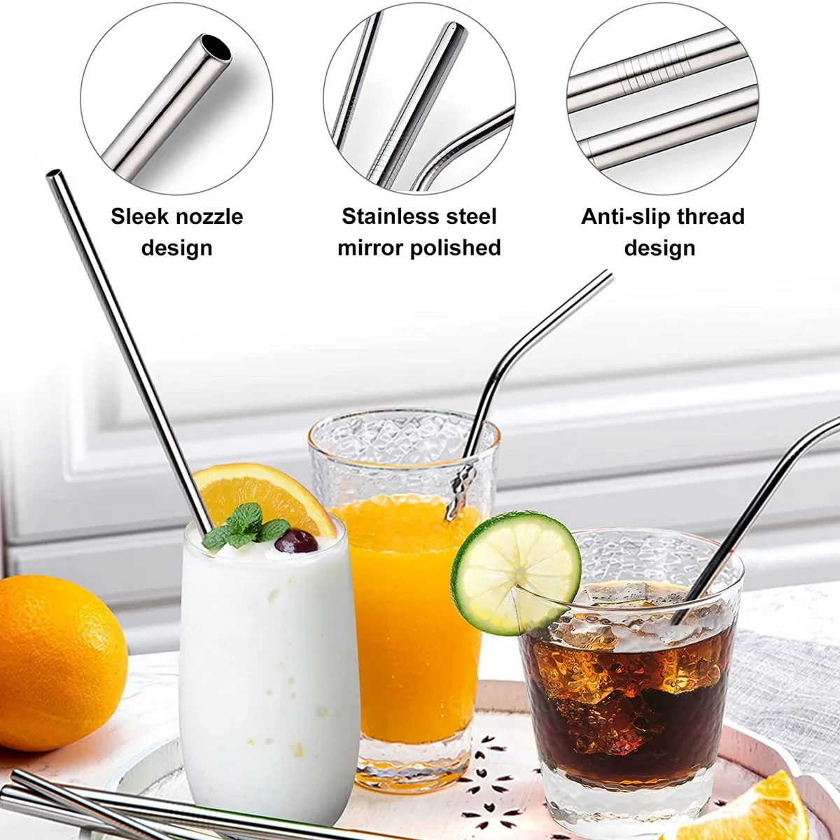 Colorful Metal Straws Reusable Drinking Straws 12mm Wide 304 Stainless Steel Bubble Tea For 20 oz Tumblers Cup Drinkware