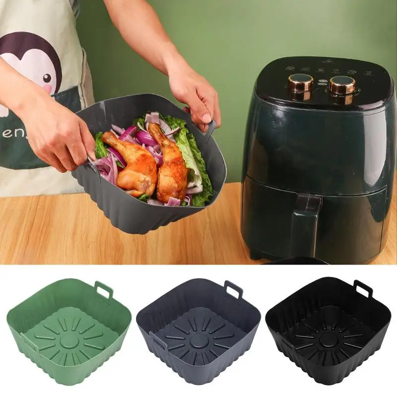 

Silicone Basket Pot Tray Airfryer Liner Reusable Basket Oven Baking Tray Non Stick Safe Air Fryer Pot Liner And Bowl Replacement