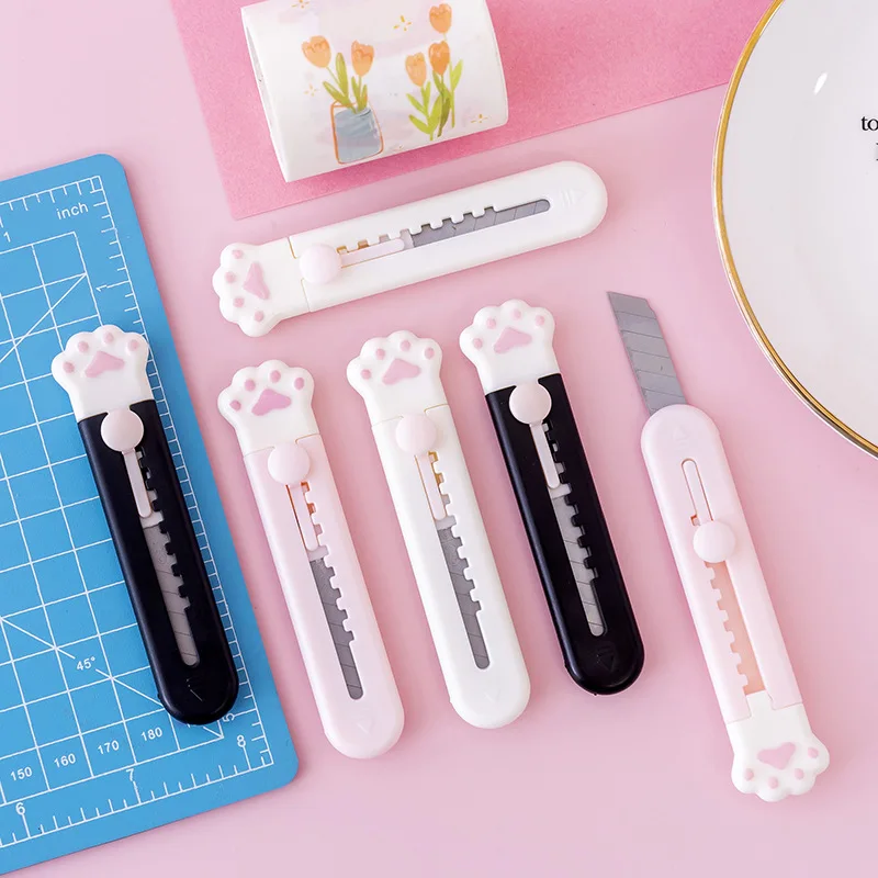 Cute Pink Pocket Knife Cat Paw Mini Portalble Utility Knife Cutter Letter  Envelope Opener Mail Knife School Office Supplies