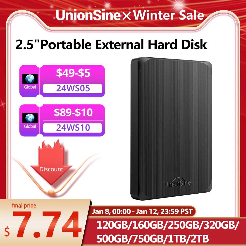 Unionsine-disco Rígido Externo Portátil Hdd 2.5 Compatível com Pcmacdesktopmacbooktv Armazenamento Usb 3.0 1tb 750gb 500gb 250gb