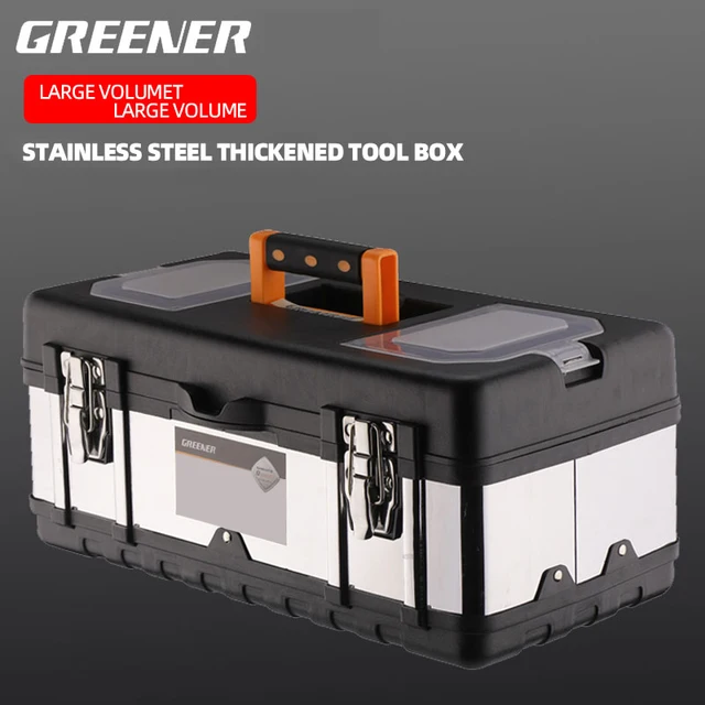 Zöld Növényzet Rozsdamentes Acél Szerszám Tokkészlet Ipari Minőségű Multifunkcionális Hardver Hordozható Villanyszerelő Háztartási Tároló Doboz - Image 5