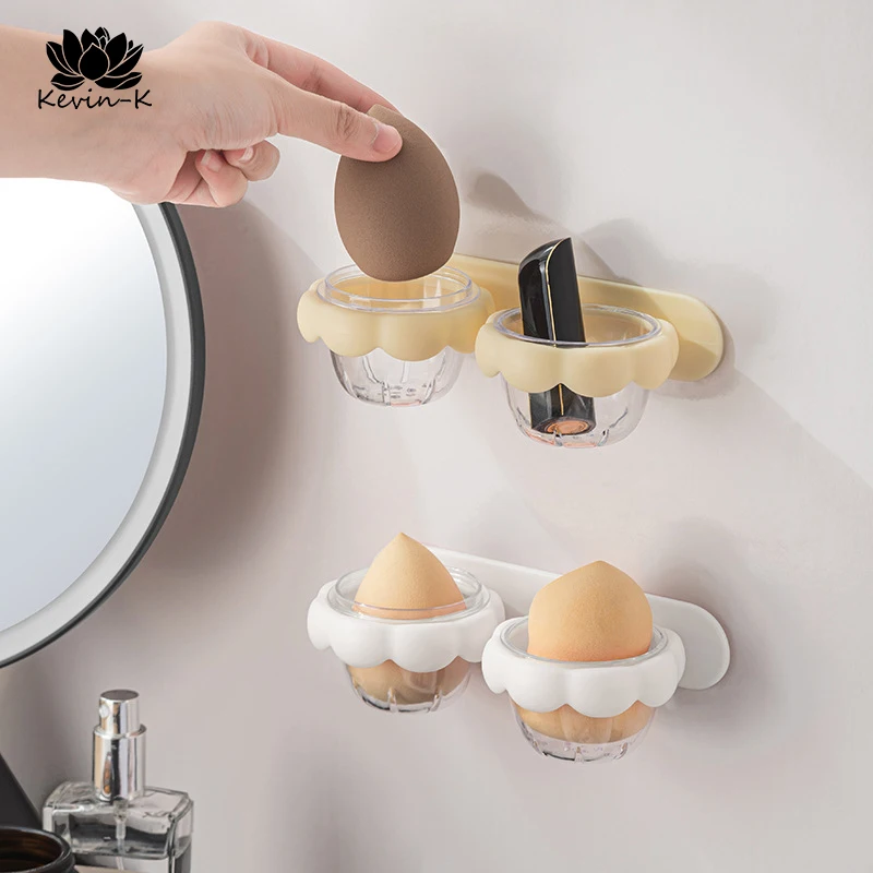 

Cosmetics Sponge Holder Makeup Bag Wall Plastic Protable Breathable Storage Sponge Egg Shape Box Women's Cosmetics Accessories