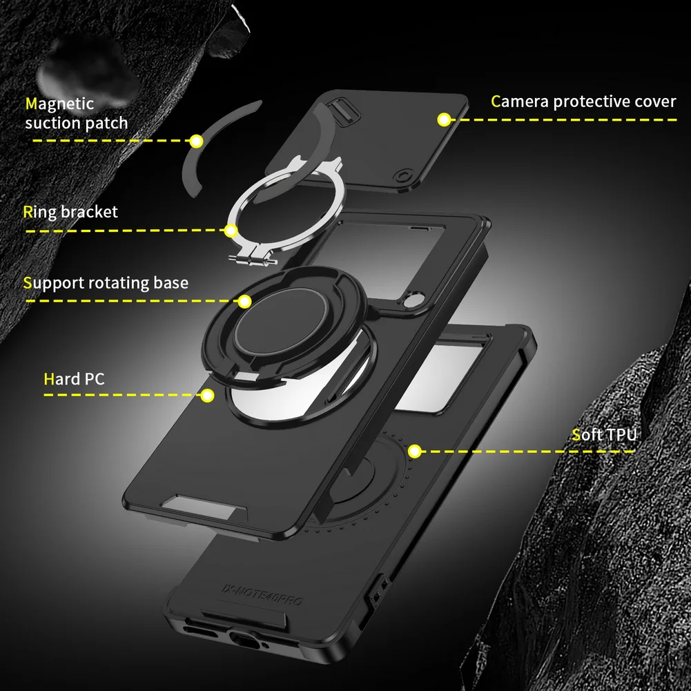 Sliding Camera Protector Phone Case with Metal Bracket - Rugged Cover