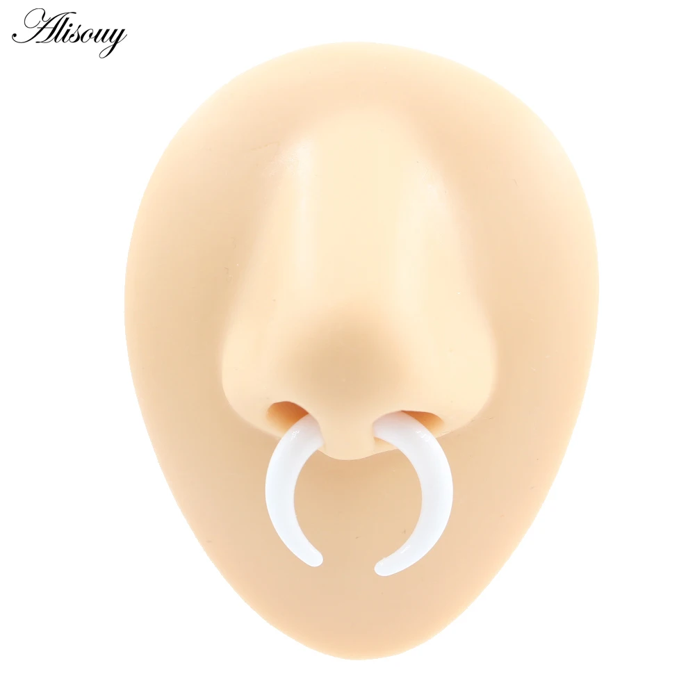 Body Jewelry 2pcs Acrylic C Shape Alo Horn Ear Pincher Septum Rings Piercing Black Ear Taper Stretcher Expander 1.6mm-16mm