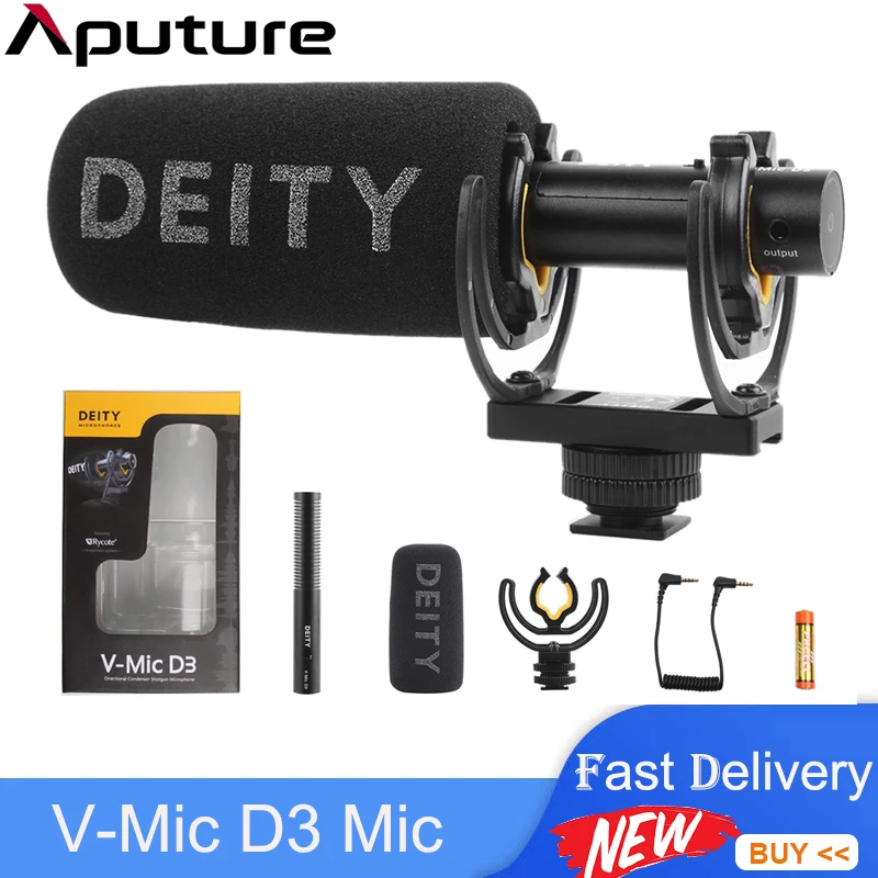 

Суперкардиоидный направленный микрофон Deity V-Mic D3 для видеостудии, внеосевой микрофон с низким уровнем искажения для камеры