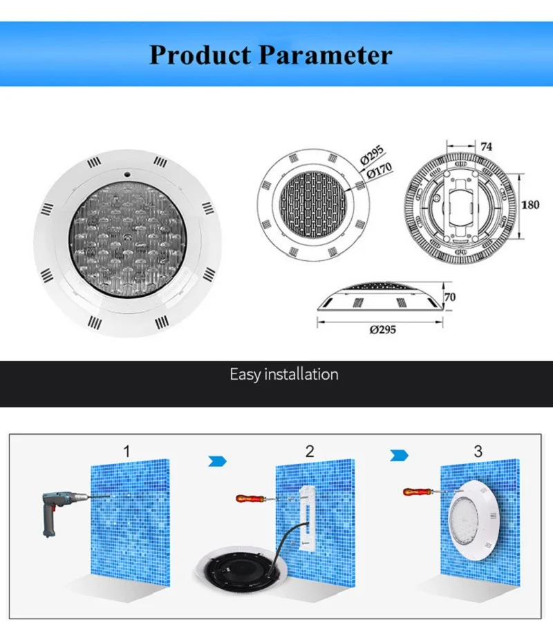 12/18/24/35/45W LED RGB 12V Underwater Spotlight with Remote Control IP68 Waterproof for Outdoor Garden Pond Swimming Pool