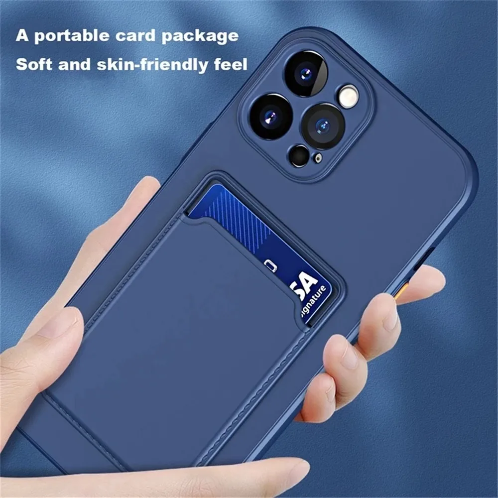 Kartensteckplatz-Taschenhalter-Telefonhülle für iPhone 15 14 13 12 11 Pro Max Mini XS XR 7 8 Plus SE 2022 TPU-Geldbörse weich stoßfest_voghion.com