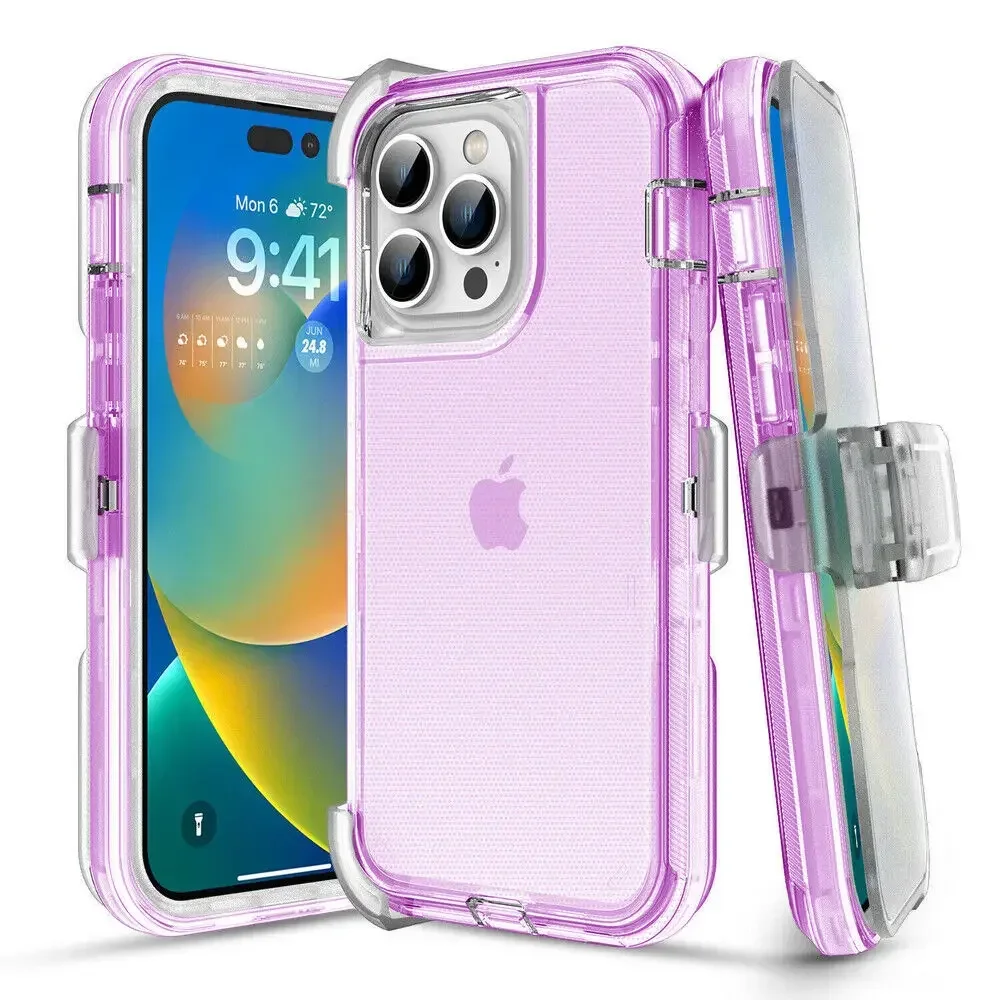 Heavy Duty 3-in-1 Military Grade Protective Case with Belt Clip & Shockproof Design