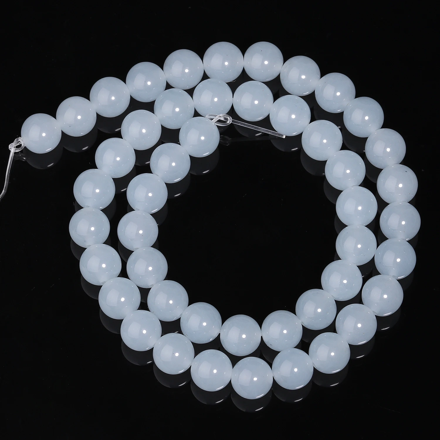 Lake Blue Natural Chalcedony Round Beads for Handmade Jewelry and Gifts