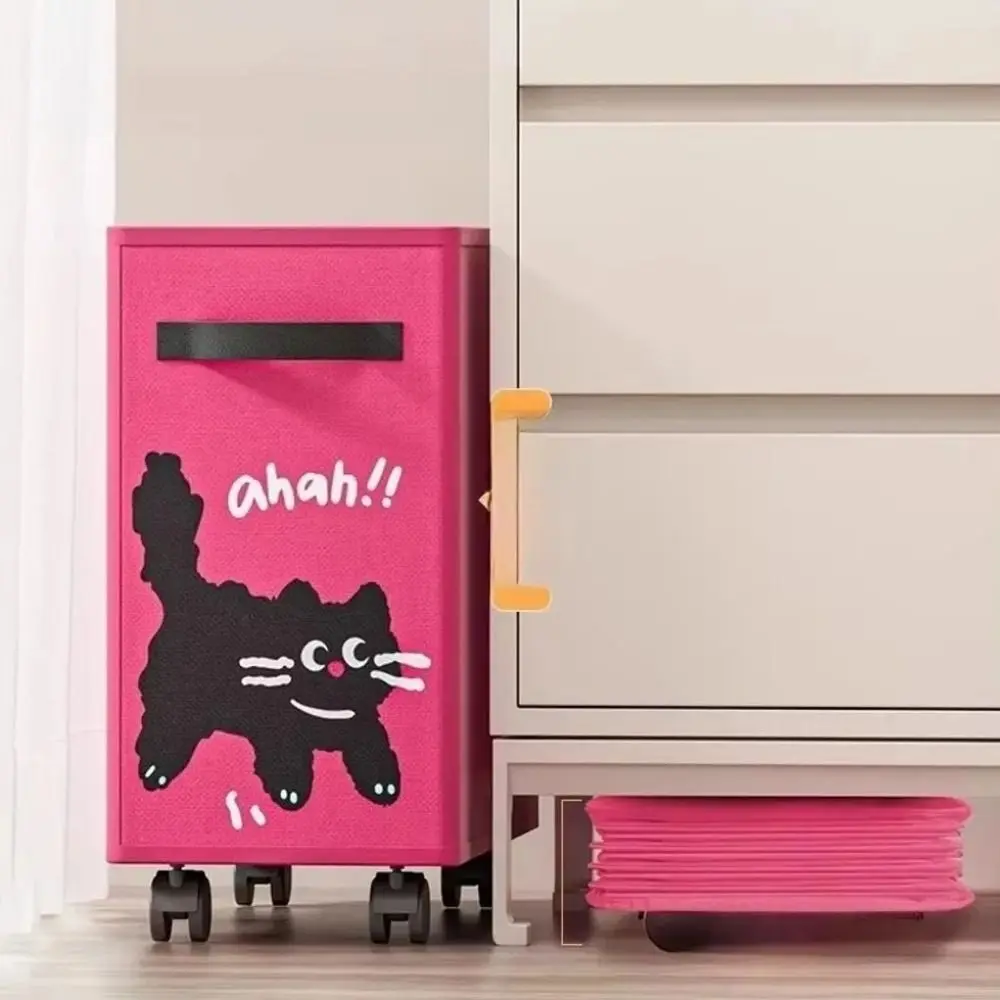 Oxford Cloth Under Desk Cart Storage Basket Cartoon Animal Print Movable Rolling Storage Cart Space Saving Cute