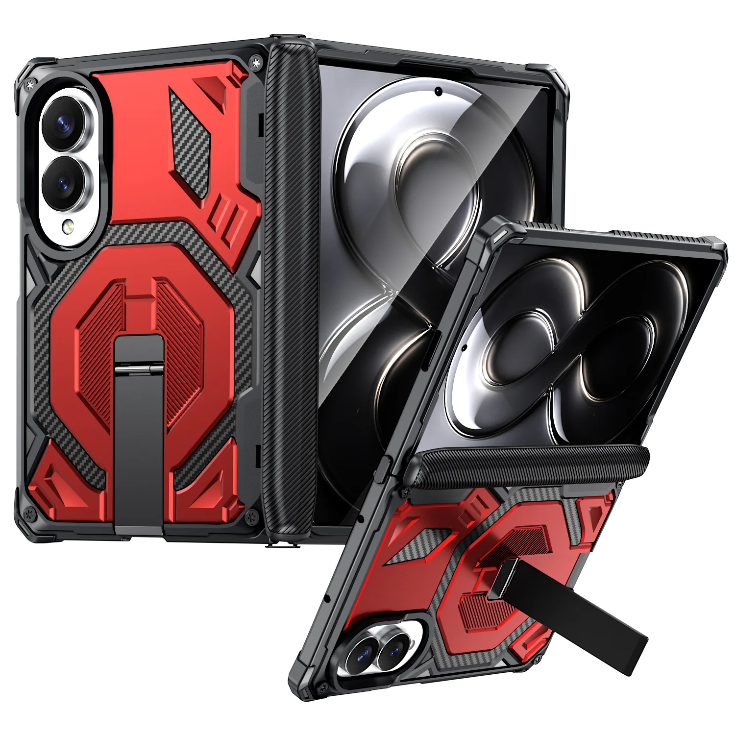 Foldable Phone Case with Magnetic Attachment and Built-in Stand - Drop-Resistant Protection Cover