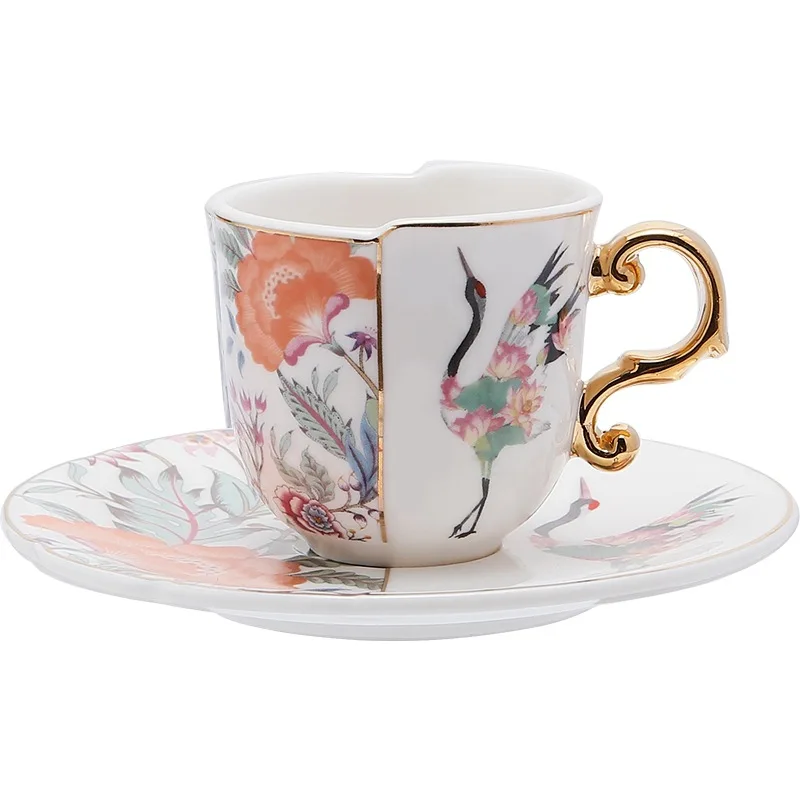 

Coffee Cup Mug with Saucer for Latte, Cappuccino Tea with Butterflies Fine Bone China, Espresso Cup and Saucer Set