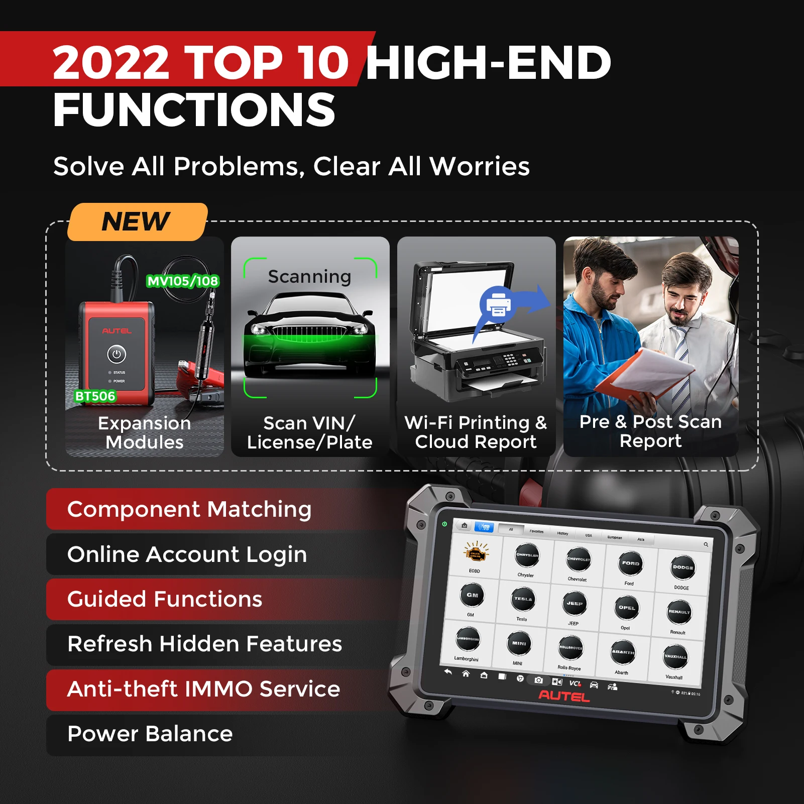 Autel MaxiCom MK908 Pro II MK908PRO 2 Car Diagnostic Scanner J2534 Programmming Tools Advanced Key Coding PK MS908S PRO