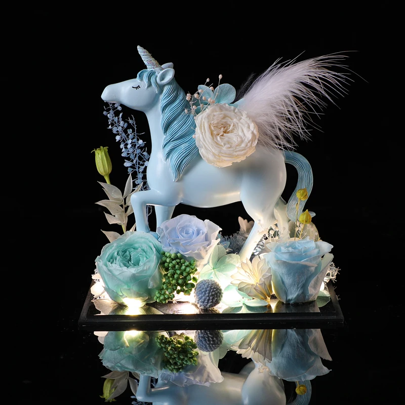 

Preserved Fresh Flower Gift Box Rose Bouquet Unicorn Ornaments Valentine's Day Birthday Gift for Girlfriend Girlfriend Mom Gift
