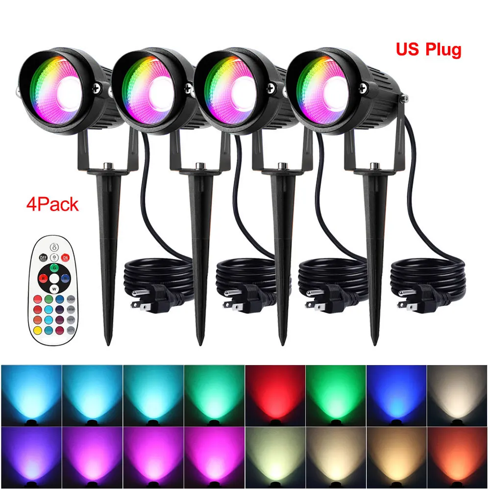 LED Lawn Light Remote Control 16 Colors Dimmable RGBW Spike landscape Spotlight Outdoor For Wall Tree Garden