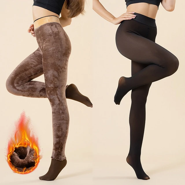 New Winter Warm Black Brown Leggings Sexy Thermal Pantyhose Women Fleece  Tights Ladies Fake Translucent Thermal Stockings - AliExpress
