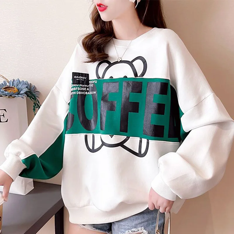 Fashion O-Neck Printed Spliced All-match Letter Sweatshirts Clothing 2023 Autumn New Casual Tops Long Sleeve Commute Sweatshirts
