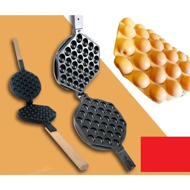 Commercial QQ Eggs Bubble Ball Baking Pan Iron Hongkong Waffle Eggette Mould Cake Mold Gas Electirc Machine Non-stick Plate Waffle Maker Baking Pan Cake Machine Baking Tray