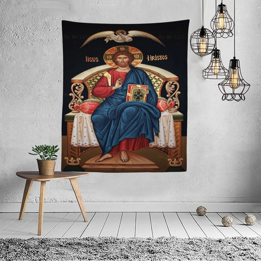 God The Father Jesus Christ Enthroned Saint Ignatius Theoforos Pantocrator  Icon Tapestry By Ho Me Lili For Livingroom Home Decor - AliExpress, image size:1000x1000