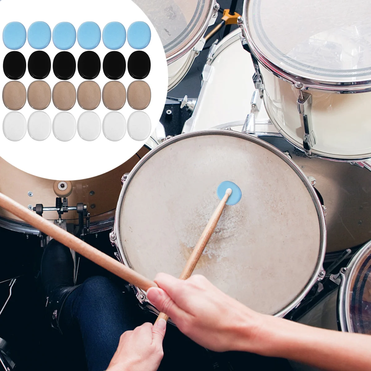 24pcs Silicone Self adhesive Drum Snare Mute Mat Damper Pad Silicone