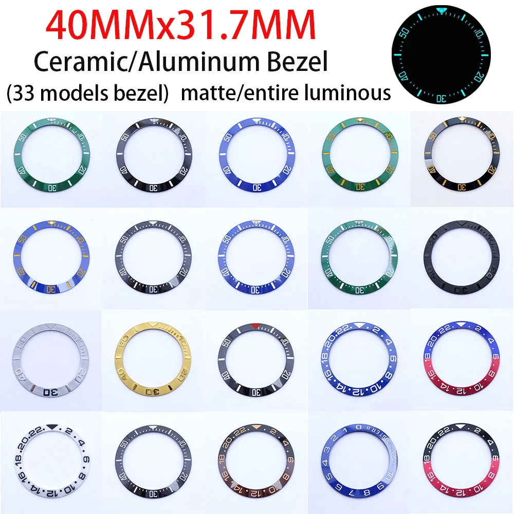 Elegant Sloping Blue-Green Luminous Ceramic Bezel Insert