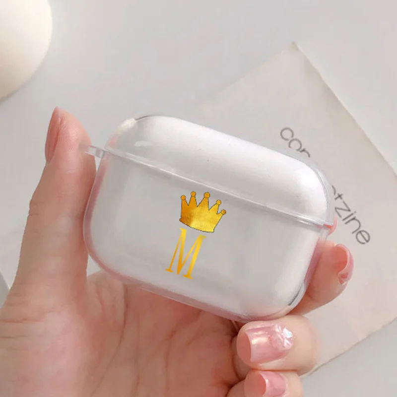 Luxury Crown Letter Earphone Case For Apple Airpods 1 2 3 Pro Bluetooth Headset Cases For Air Pods Soft Tpu Earphone Box Cover