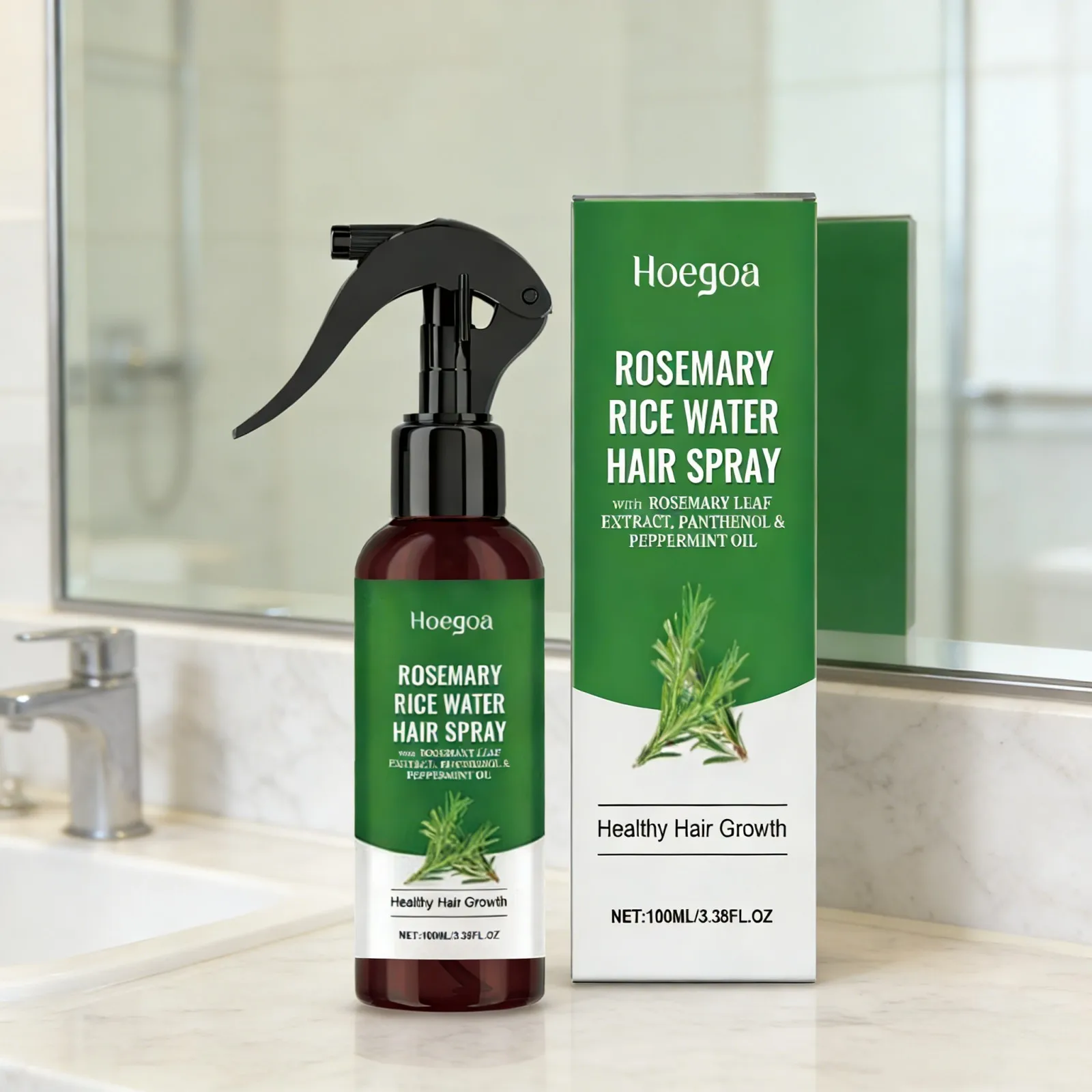 Spray per la Crescita dei Capelli al Rosmarino e Acqua di Riso, Siero Rinforzante per Radici con Olio di Menta Piperita per il Trattamento della Caduta dei Capelli e la Ricrescita - immagine 3