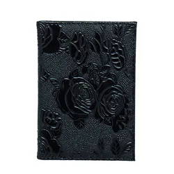 Chic Floral Passport Cover: Stylish Women's Travel Wallet & Protective Case - Ideal Ladies' Gift (Black)
