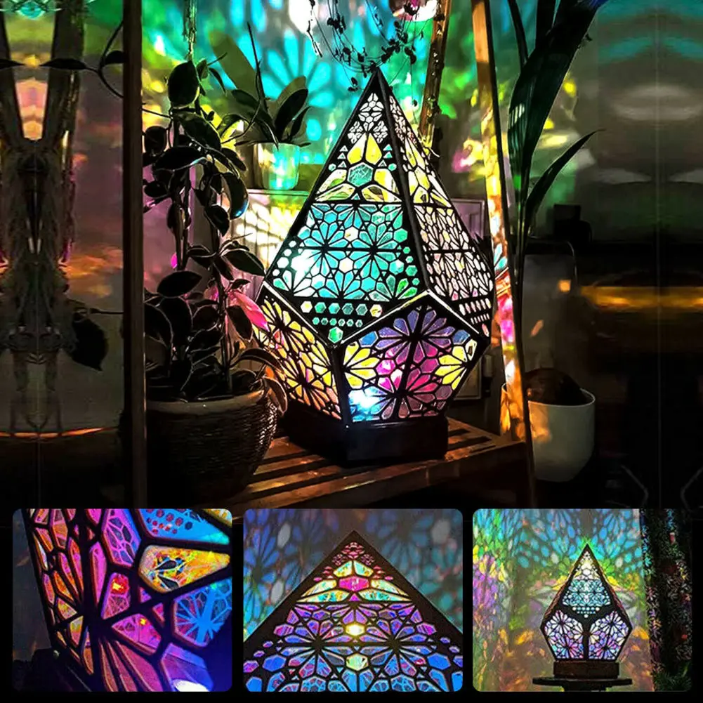 

Wooden Led Projection Lamp Colorful Diamond Multipurpose Polar Star Floor Lamp Night Light Bohemian Decor Dropshipping