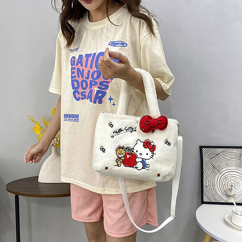 

Модная плюшевая сумка Kawaii Sanrio, милая мультяшная сумка с аниме-игрушками, сумки через плечо для женщин и девочек, сумки-тоуты для хранения, подарки на день рождения