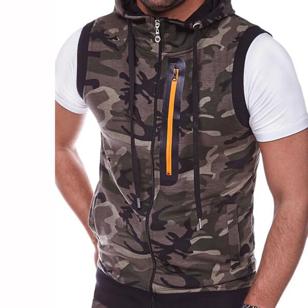 Autumn Camo Print Sleeveless Vest Coat for Women