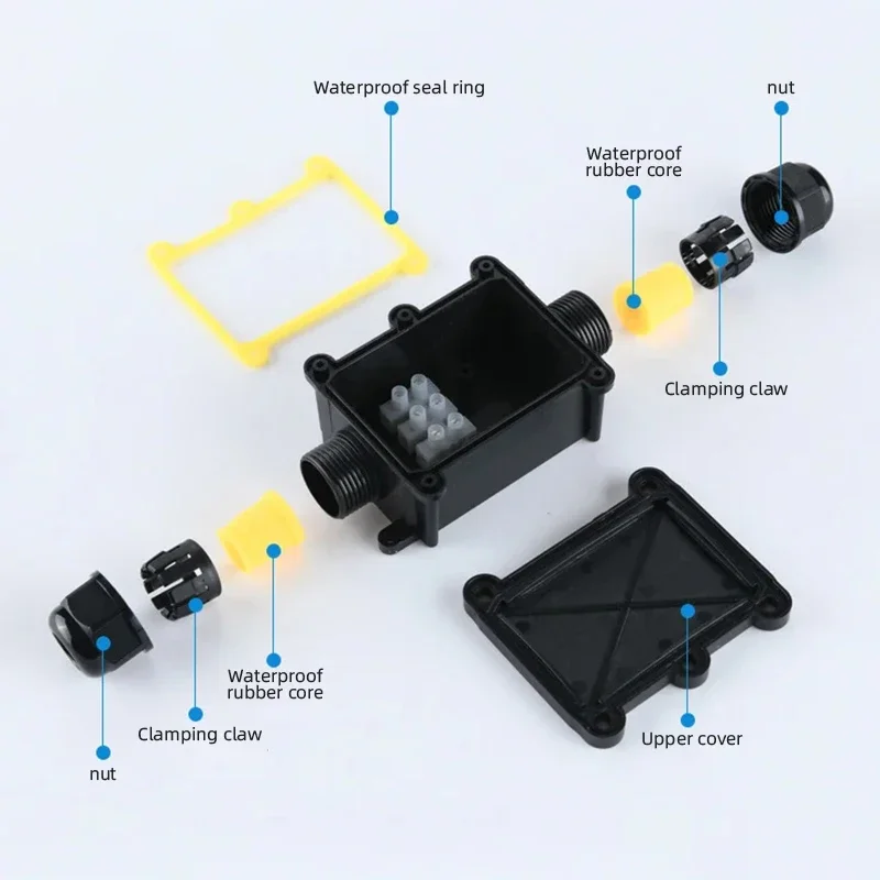 2/3 웨이 야외 방수 정션 박스, 터미널 IP68 6-12mm LED 블록, 3P 전기 와이어링 커넥터 액세서리, 450V 24A