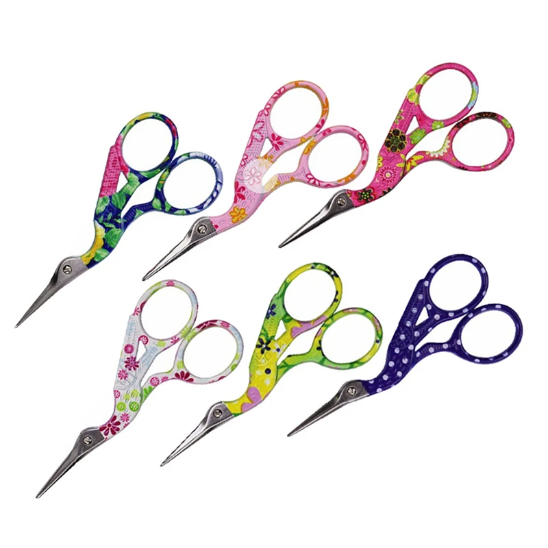 Color Printing Stainless Steel Antique Scissors for Sewing Exquisite Vintage Stork Scissors DIY Sewing Tools Needlework sewing scissors