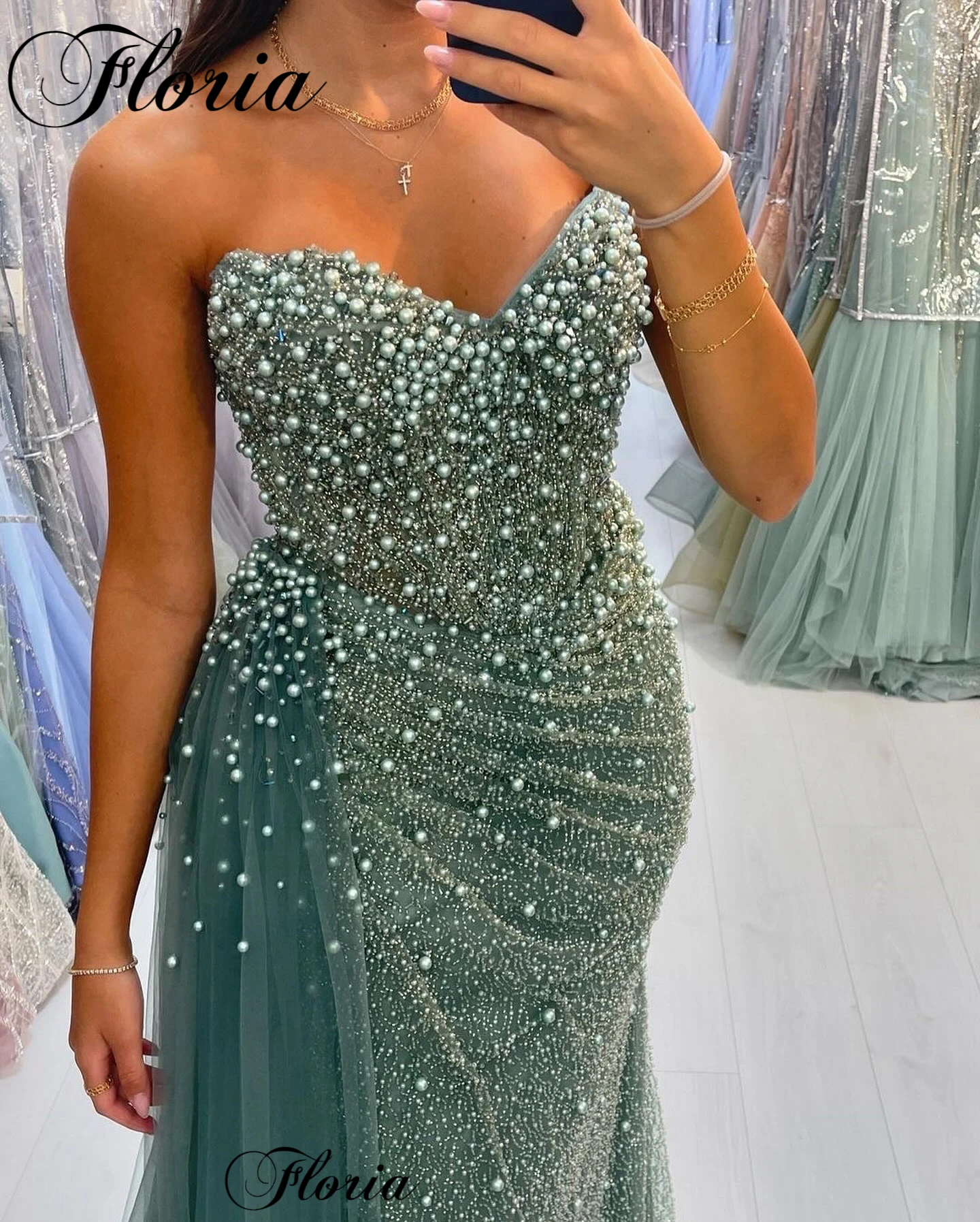 Sweetheart Cocktail Dresses With Pearls Plus Size Mermaid Prom Dresses Custom