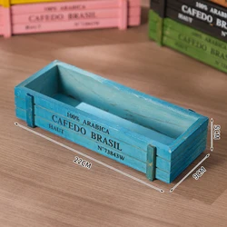 Rustic Vintage Wooden Flowerpot for Home and Garden Decor (Blue)